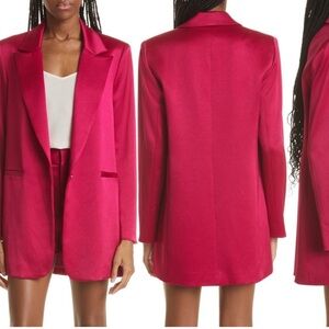 Alice and Olivia Denny longline satin blazer